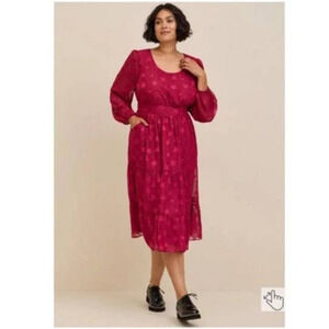 NWT Torrid Clip Dot Stars Long Sleeve Scoop Neck Dress